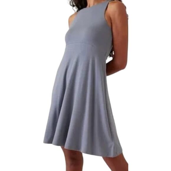 Athleta Santorini Thera Tank Dress Empire Waist High Neckline Blue 2X - Picture 1 of 6